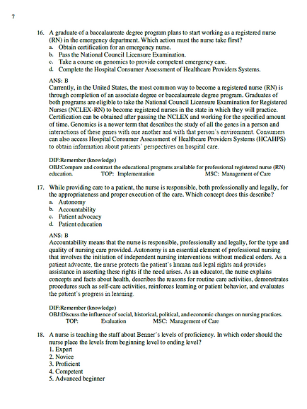 Test Bank for Fundamentals of Nursing 11th Latest Version